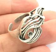 Adjustable Ring Blank, ( 3mm blank ) Antique Silver Plated Brass G6026