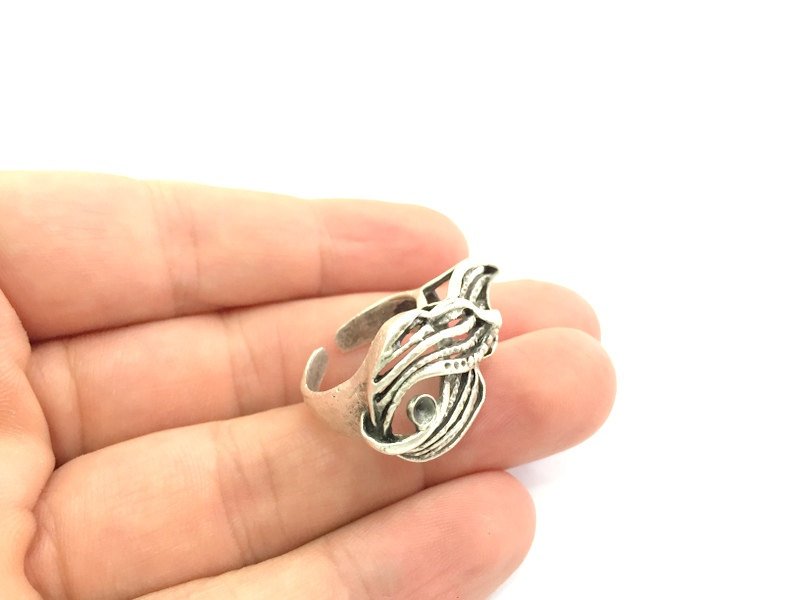 Adjustable Ring Blank, ( 3mm blank ) Antique Silver Plated Brass G6026