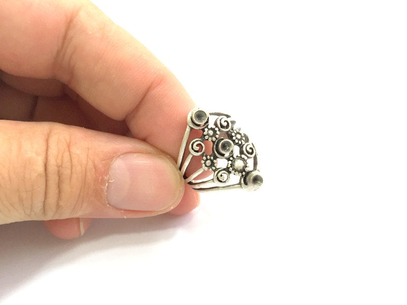 Adjustable Ring Blank, ( 3mm blank ) Antique Silver Plated Brass G9194