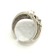 Adjustable Ring Blank, ( 3mm blank ) Antique Silver Plated Brass G9194