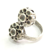 Adjustable Ring Blank, ( 4mm blank ) Antique Silver Plated Brass G6029