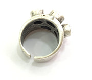 Adjustable Ring Blank, (3,4,5mm hole ) Antique Silver Plated Brass G6030