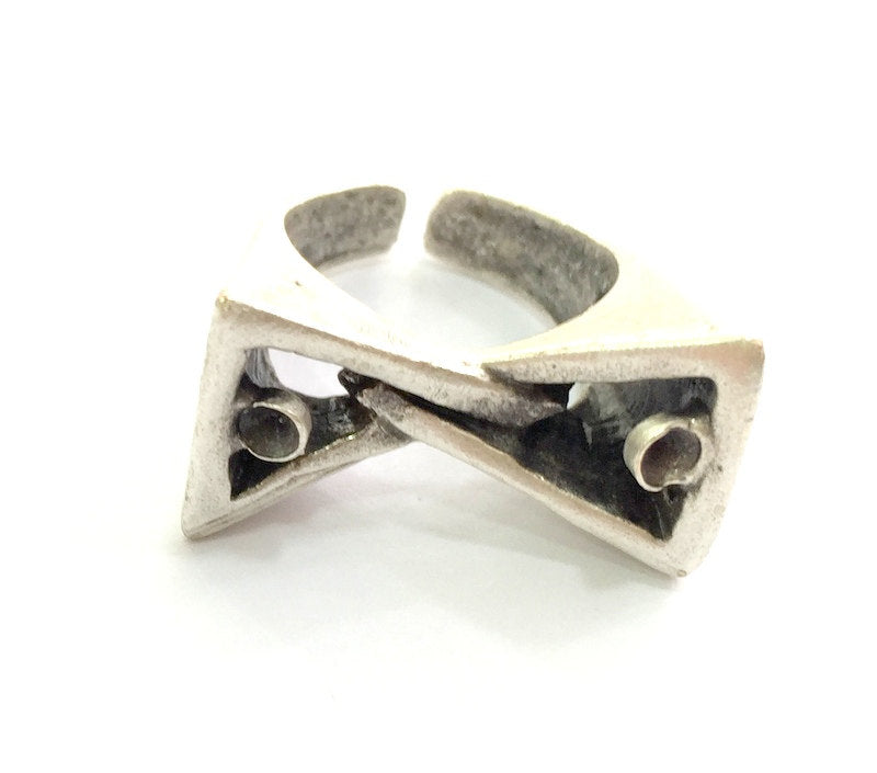 Adjustable Ring Blank, ( 3mm blank ) Antique Silver Plated Brass G6033