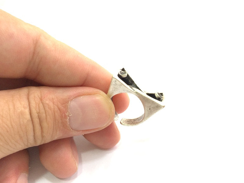 Adjustable Ring Blank, ( 3mm blank ) Antique Silver Plated Brass G6033