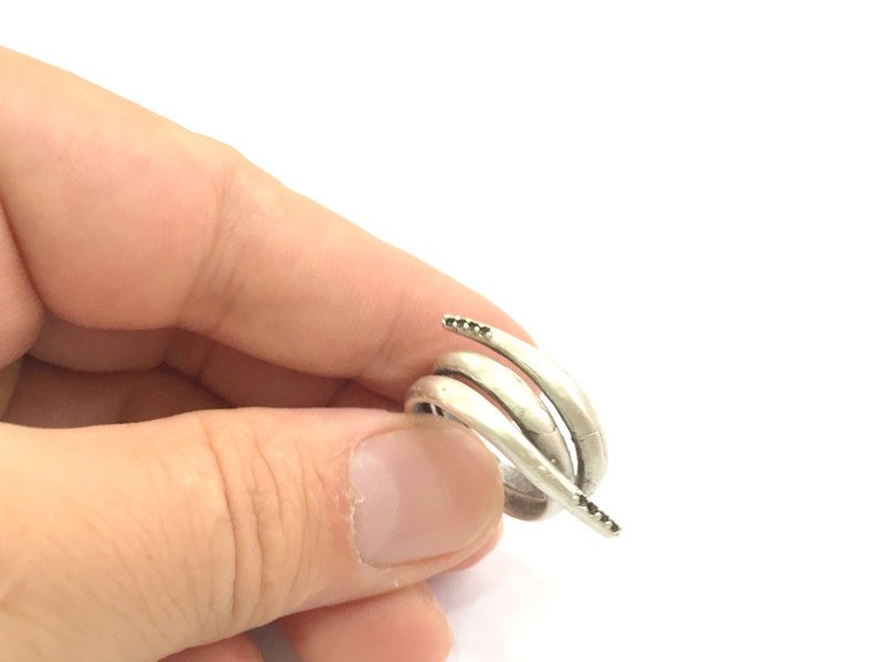 Adjustable Ring Blank, ( 1mm blank ) Antique Silver Plated Brass G6034