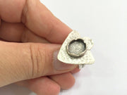 Silver Ring Blank Base Bezel Settings Cabochon Base Mountings Adjustable Ring ( 12x8mm blank ) Antique Silver Plated Brass G6037