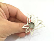 Adjustable Hammered  Ring Blank, ( 12mm and 3mm blank ) Antique Silver Plated Brass G6039