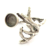 Adjustable Ring Blank, (10mm blank ) Antique Silver Plated Brass G9842