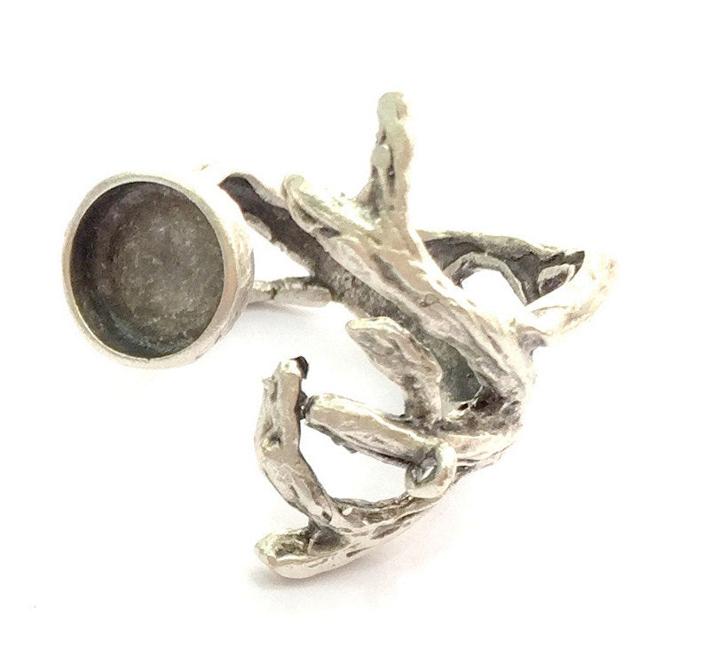 Adjustable Ring Blank, (10mm blank ) Antique Silver Plated Brass G9842