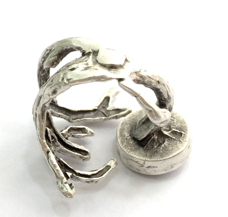 Adjustable Ring Blank, (12mm blank ) Antique Silver Plated Brass G9840