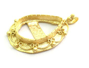 Gold Plated Brass Pendant Setting Mountings Blanks  (30x22mm drop  blank )  Gold Plated Brass G6042