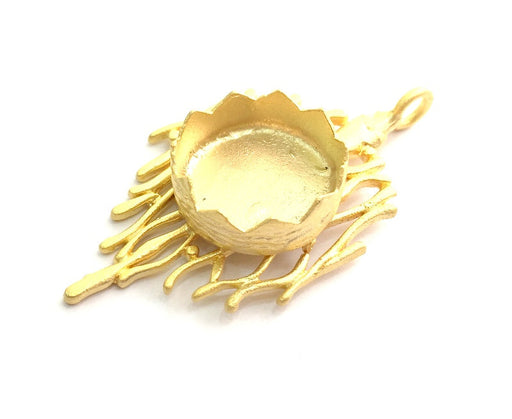 Gold Plated Brass Pendant Setting Mountings Blanks  (16mm blank )  Gold Plated Brass G6044