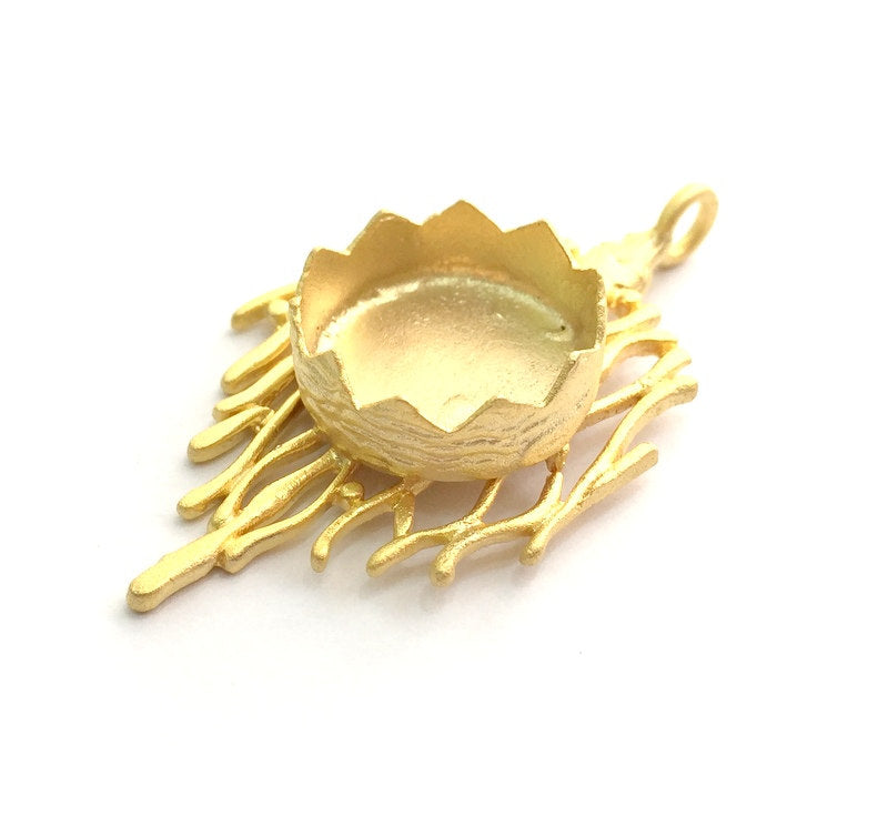 Gold Plated Brass Pendant Setting Mountings Blanks  (16mm blank )  Gold Plated Brass G6044