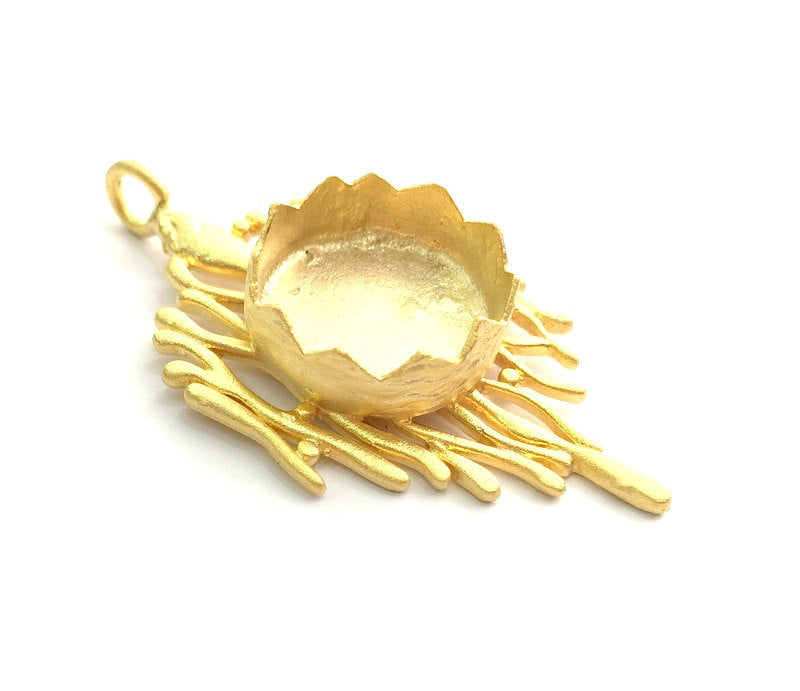 Gold Plated Brass Pendant Setting Mountings Blanks  (16mm blank )  Gold Plated Brass G6044