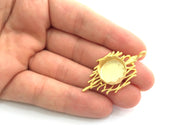 Gold Plated Brass Pendant Setting Mountings Blanks  (16mm blank )  Gold Plated Brass G6044
