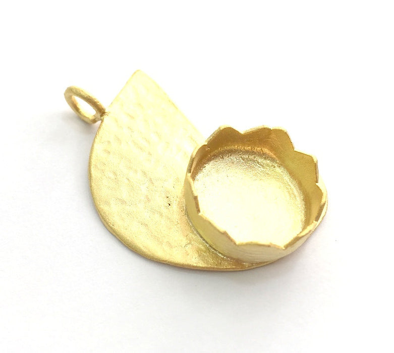 Gold Plated Brass Hammered  Pendant Setting Mountings Blanks  (12mm blank )  Gold Plated Brass G6045