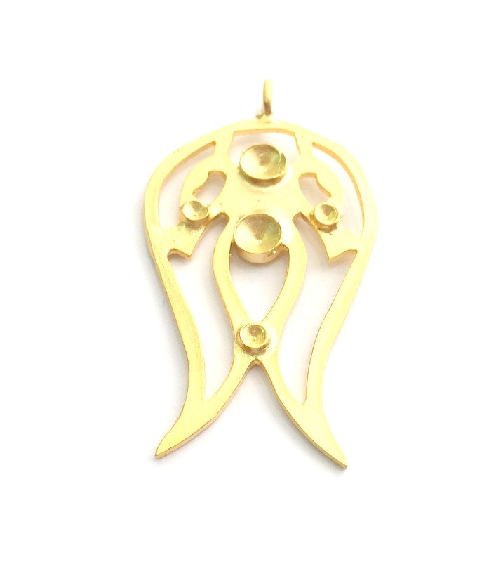 Gold Plated Brass Tulip Pendant Setting Mountings Blanks  (5mm and 2mm blank )  Gold Plated Brass G6046