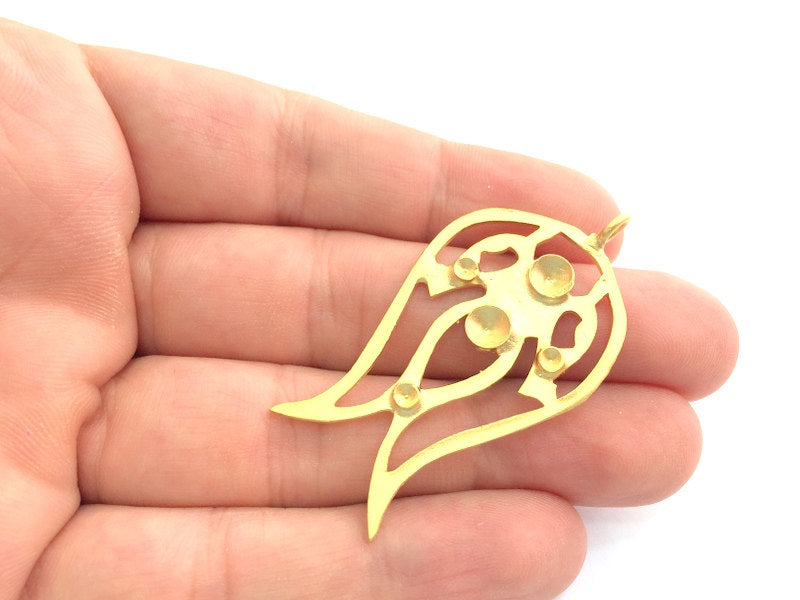 Gold Plated Brass Tulip Pendant Setting Mountings Blanks  (5mm and 2mm blank )  Gold Plated Brass G6046