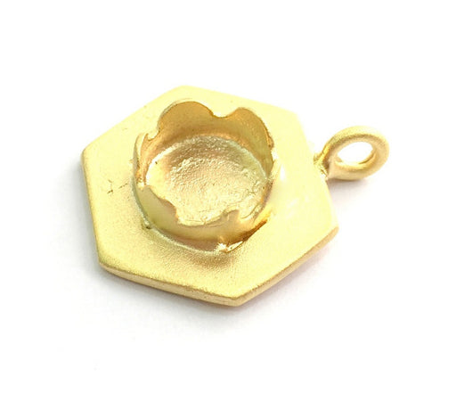 Gold Plated Brass Pendant Setting Mountings Blanks  ( 10mm blank )  Gold Plated Brass G6048