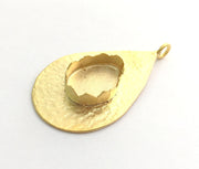 Gold Plated Brass Hammered  Pendant Setting Mountings Blanks  ( 18x13mm drop  blank )   G6049
