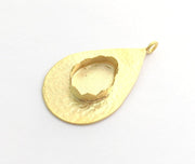 Gold Plated Brass Hammered  Pendant Setting Mountings Blanks  ( 18x13mm drop  blank )   G6049