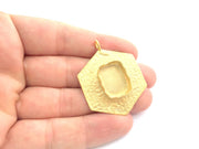 Gold Plated Brass Hammered  Pendant Setting Mountings Blanks  ( 18x13mm blank )   G6063