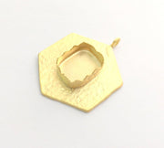 Gold Plated Brass Hammered  Pendant Setting Mountings Blanks  ( 18x13mm blank )   G6063