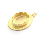 Gold Plated Brass Hammered  Pendant Setting Mountings Blanks  ( 18x13mm blank )   G6053