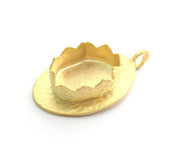 Gold Plated Brass Hammered  Pendant Setting Mountings Blanks  ( 18x13mm blank )   G6053