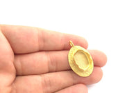 Gold Plated Brass Hammered  Pendant Setting Mountings Blanks  ( 18x13mm blank )   G6053