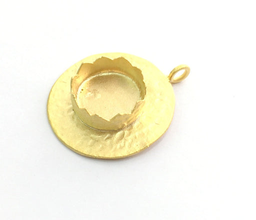 Gold Plated Brass Hammered  Pendant Setting Mountings Blanks  ( 15mm blank )   G6059