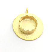 Gold Plated Brass Hammered  Pendant Setting Mountings Blanks  ( 15mm blank )   G6059