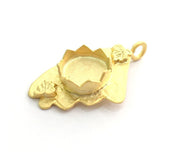 Gold Plated Brass Hammered  Pendant Setting Mountings Blanks  ( 12mm blank )   G6055