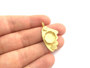 Gold Plated Brass Hammered  Pendant Setting Mountings Blanks  ( 12mm blank )   G6055