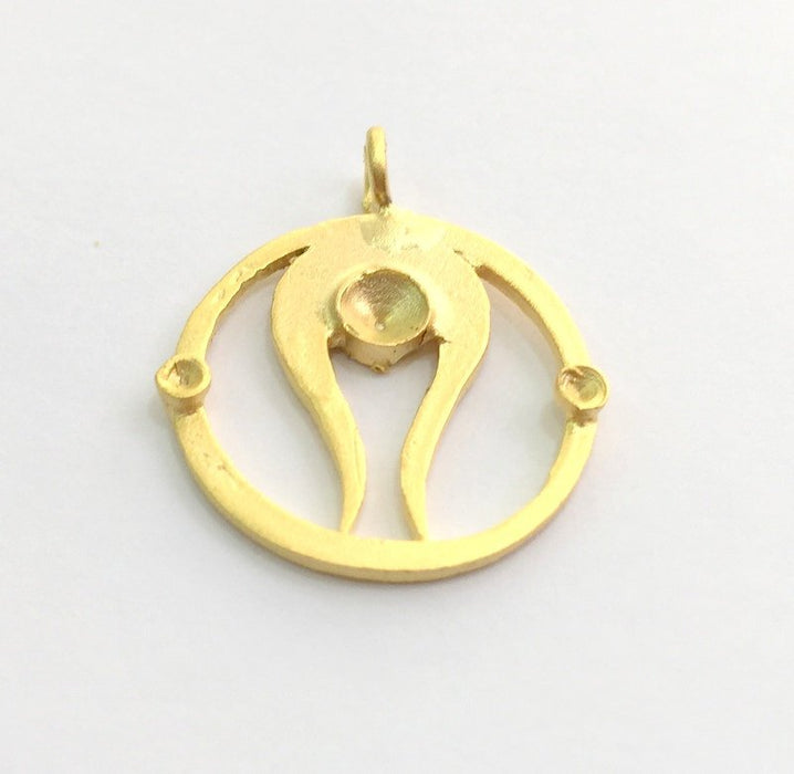 Gold Plated Brass Pendant Setting Mountings Blanks  ( 5mm and 3mm blank )   G6057