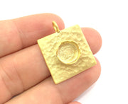 Gold Plated Brass Hammered  Pendant Setting Mountings Blanks  ( 14mm blank )   G6060