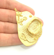 Gold Plated Brass Hammered  Pendant Setting Mountings Blanks  ( 20x15mm blank )   G6061