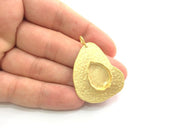Gold Plated Brass Hammered  Pendant Setting Mountings Blanks  ( 18x13mm drop blank )   G6062