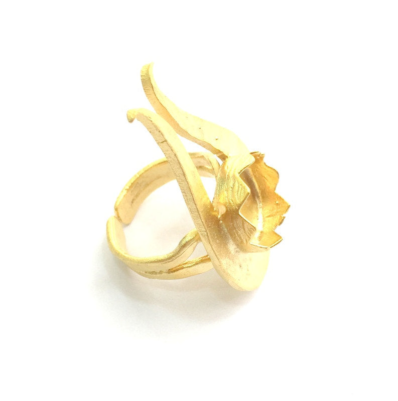 Adjustable Hammered Ring Blank, (12mm blank )  Gold Plated Brass G6064