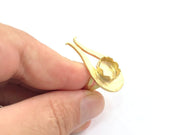 Adjustable Hammered Ring Blank, (12mm blank )  Gold Plated Brass G6064