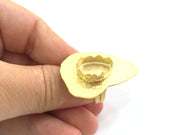 Adjustable Hammered Ring Blank, (18x13mm drop blank )  Gold Plated Brass G6065