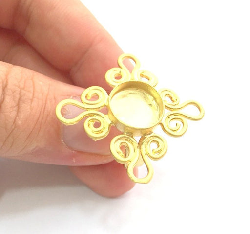 Adjustable Ring Blank, (12mm blank )  Gold Plated Brass G6070