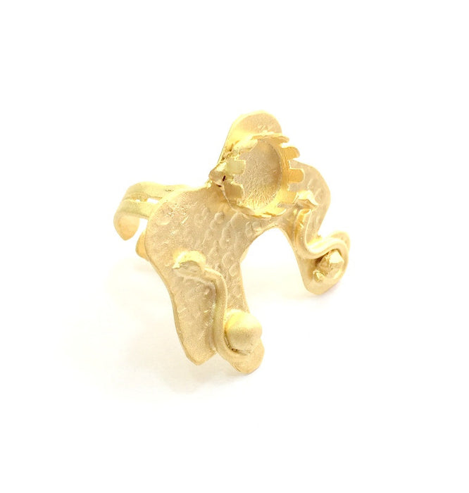 Adjustable Hammered Ring Blank, (10mm blank )  Gold Plated Brass G6071