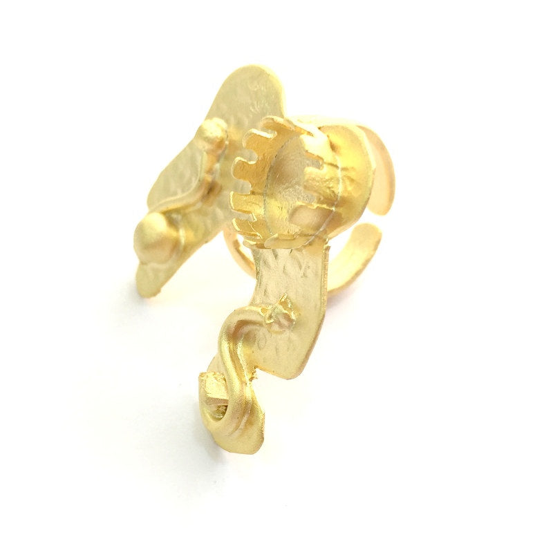 Adjustable Hammered Ring Blank, (10mm blank )  Gold Plated Brass G6071