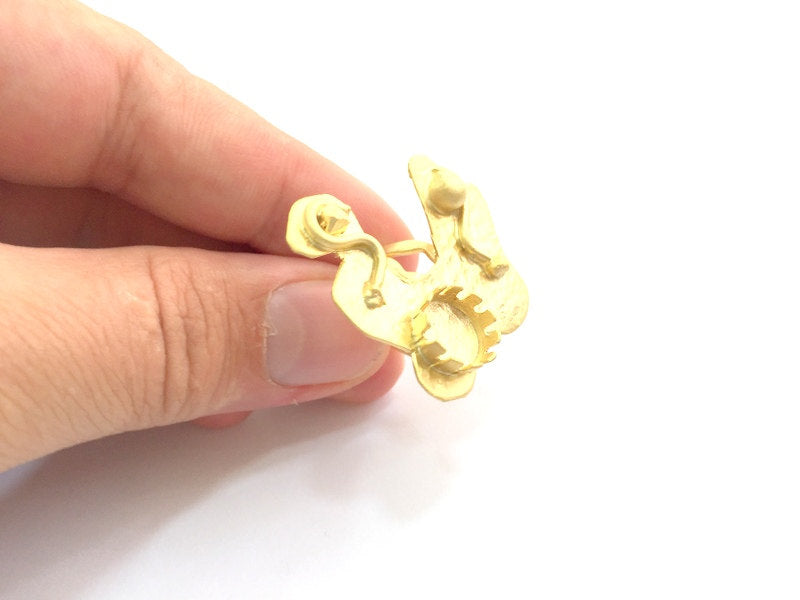 Adjustable Hammered Ring Blank, (10mm blank )  Gold Plated Brass G6071