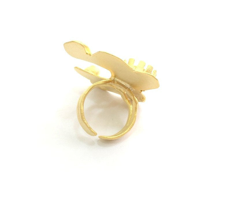 Adjustable Hammered Ring Blank, (10mm blank )  Gold Plated Brass G6071
