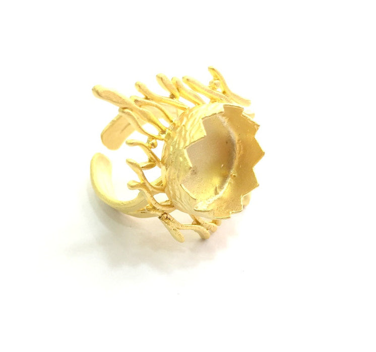Adjustable Ring Blank, (15mm blank )  Gold Plated Brass G6072