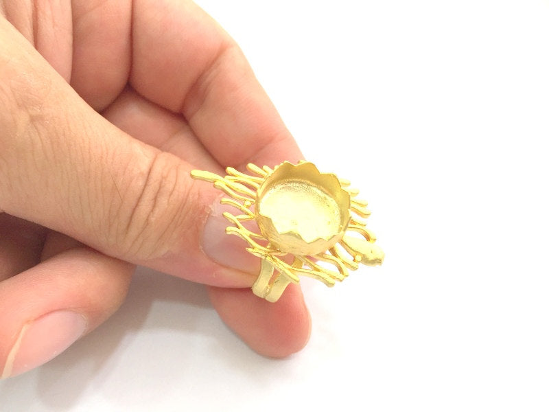 Adjustable Ring Blank, (15mm blank )  Gold Plated Brass G6072