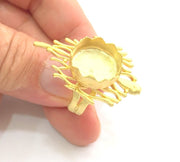 Adjustable Ring Blank, (15mm blank )  Gold Plated Brass G6072