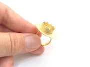 Adjustable Hammered Ring Blank, (15mm blank )  Gold Plated Brass G6074